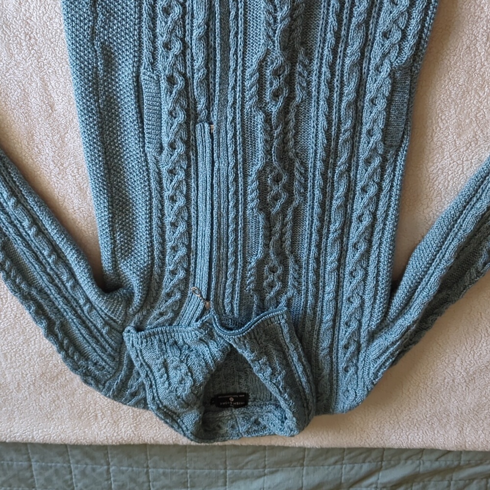 Sage Seafoam Irish Sweater NWOT The Irish Store size L zip long coat dress